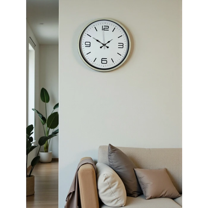 36 Cm Krem Modern Dekoratif Duvar Saati