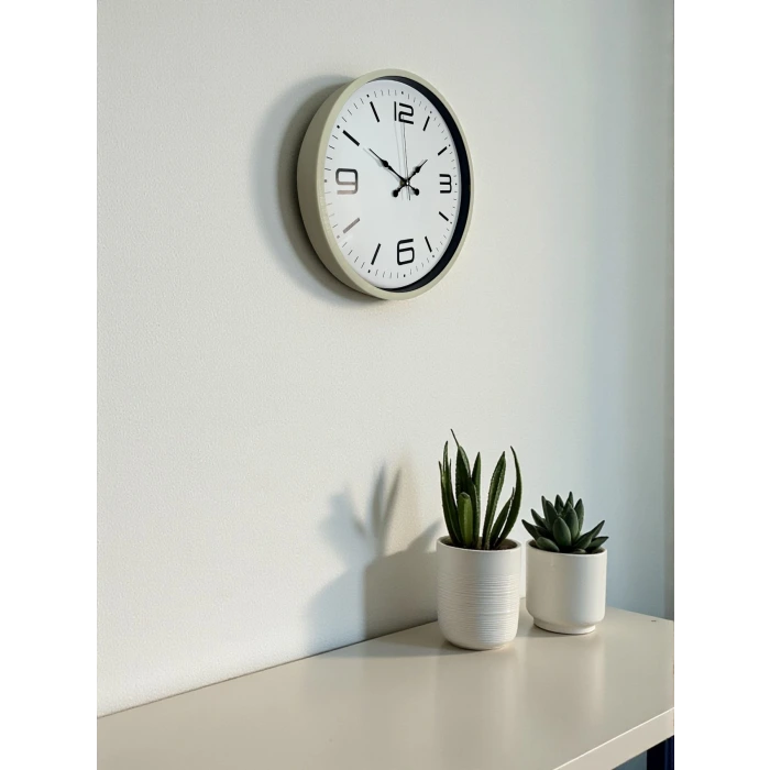 36 Cm Krem Modern Dekoratif Duvar Saati
