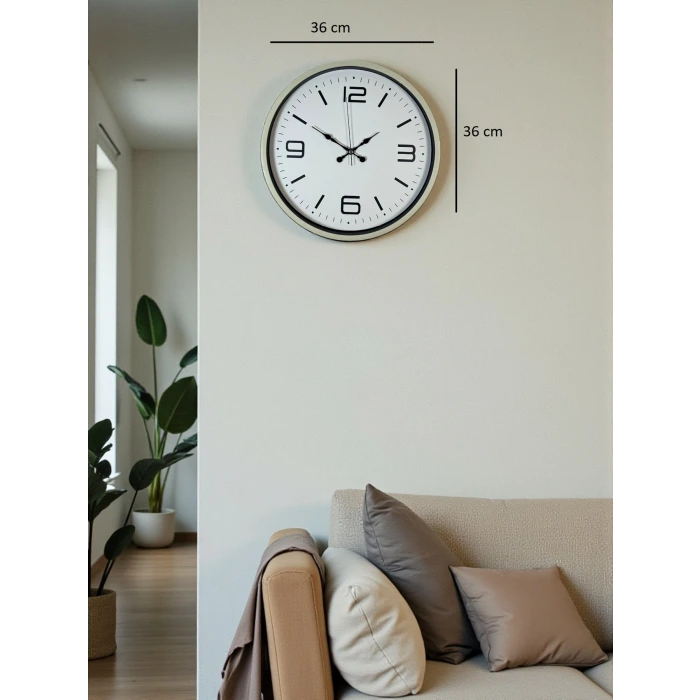 36 Cm Krem Modern Dekoratif Duvar Saati