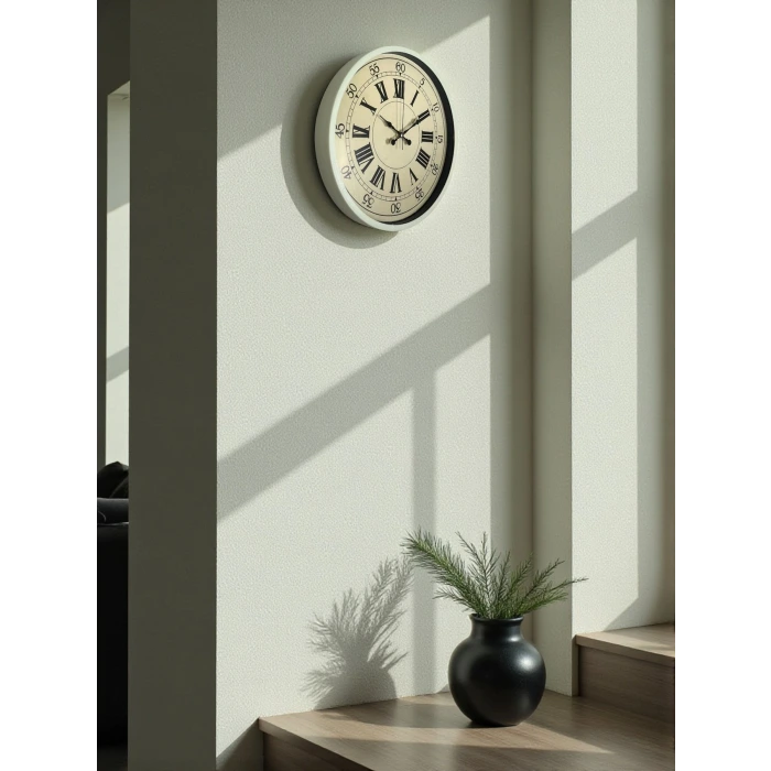 36 Cm Krem Retro Tasarım Duvar Saati