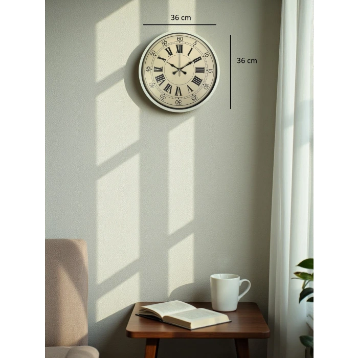 36 Cm Krem Retro Tasarım Duvar Saati