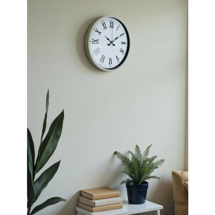 36 Cm Krem Roma Rakamlı Duvar Saati