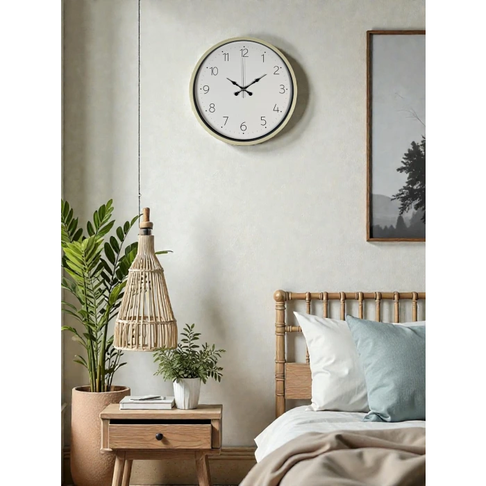 36 Cm Krem Sade Dekoratif Duvar Saati