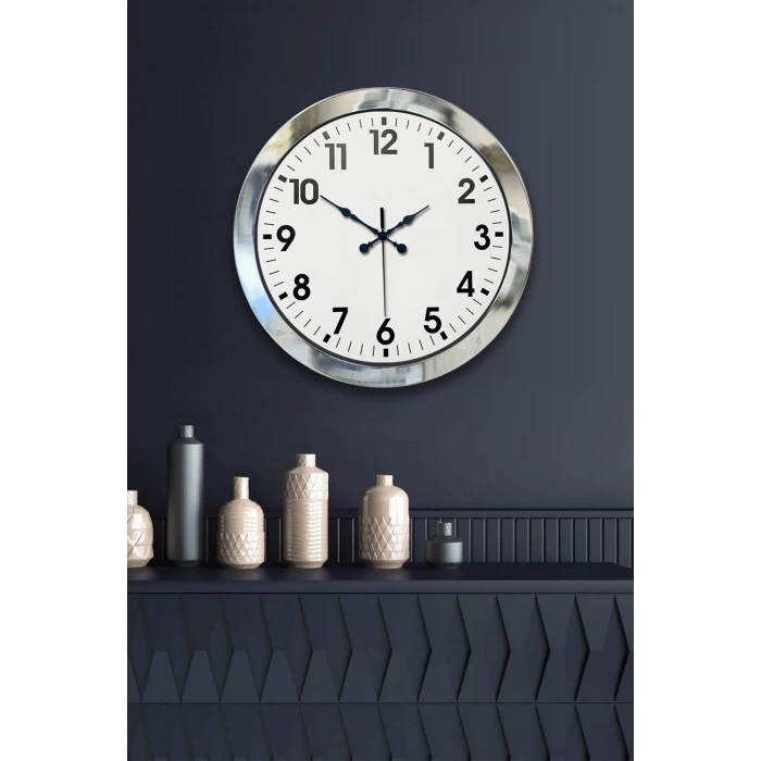 36 cm Krom Metal Standart Duvar Saati