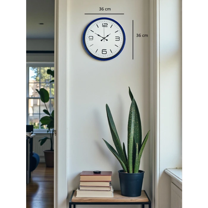 36 Cm Lacivert Modern Dekoratif Duvar Saati