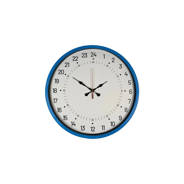 36 Cm Mavi 24 Saat Göstergeli Özel Tasarım Duvar Saati