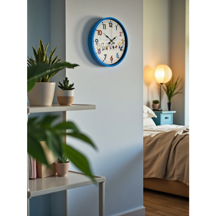 36 Cm Mavi Çocuk Odası Duvar Saati