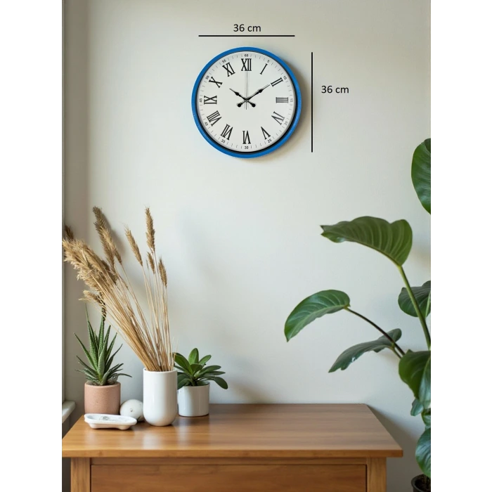 36 Cm Mavi Roma Rakamlı Duvar Saati