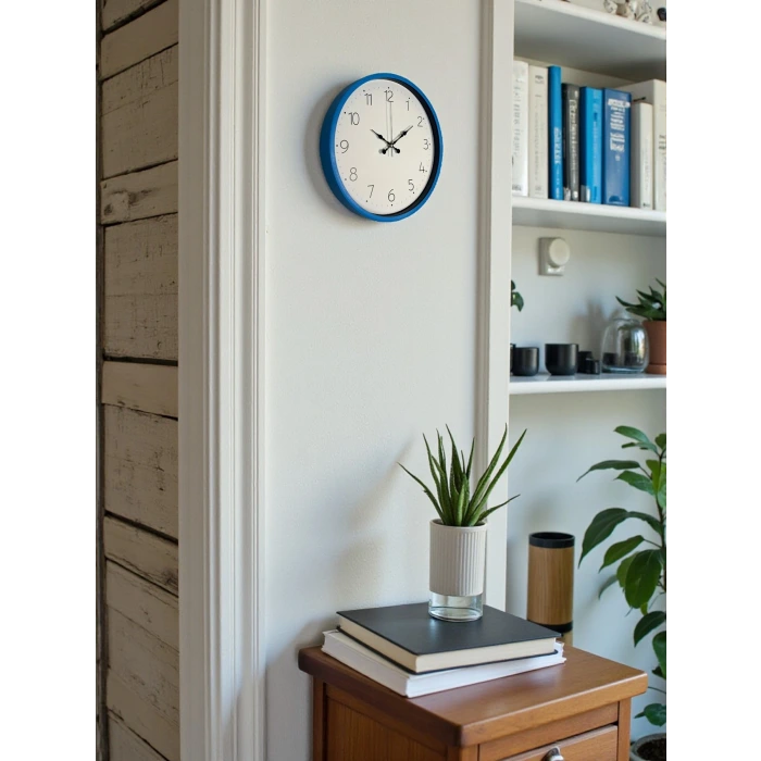 36 Cm Mavi Sade Dekoratif Duvar Saati