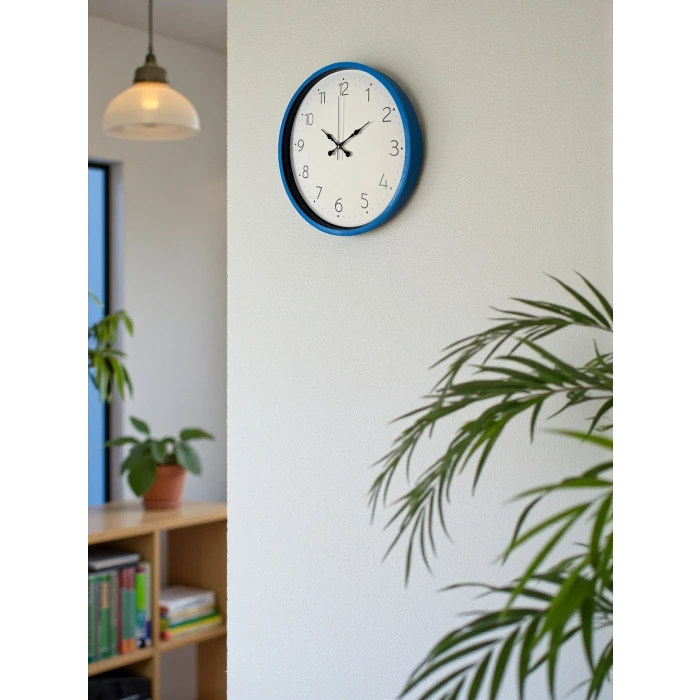 36 Cm Mavi Sade Dekoratif Duvar Saati