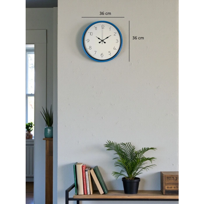 36 Cm Mavi Sade Dekoratif Duvar Saati