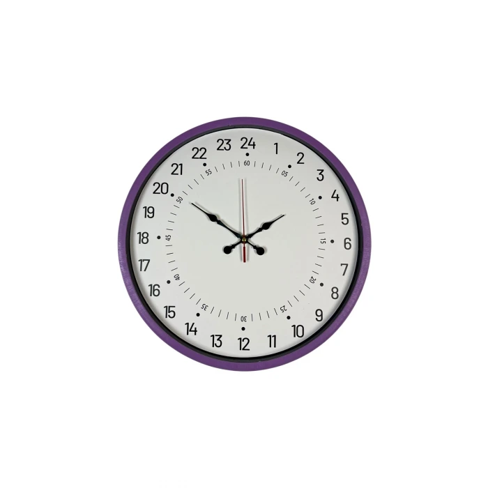 36 Cm Mor 24 Saat Göstergeli Özel Tasarım Duvar Saati