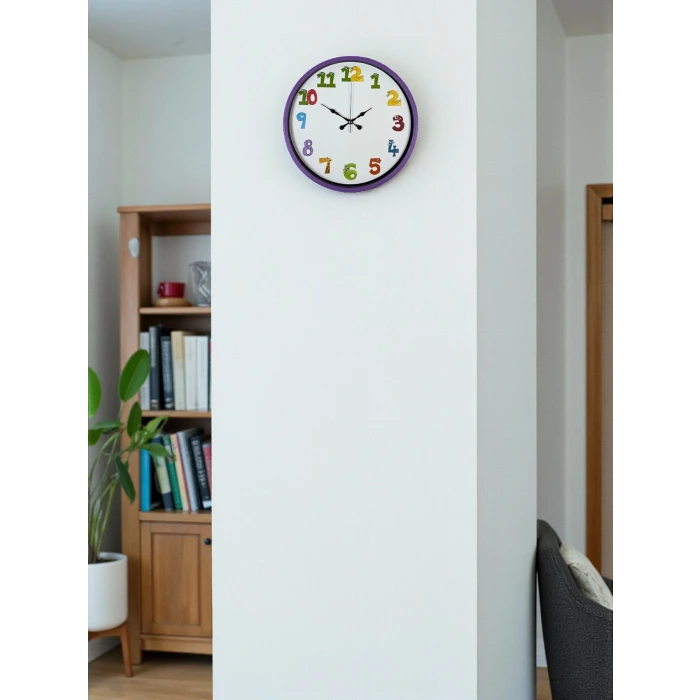 36 Cm Mor Çocuk Odası Duvar Saati