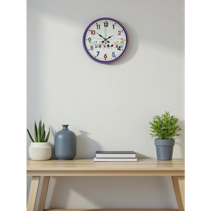 36 Cm Mor Çocuk Odası Duvar Saati