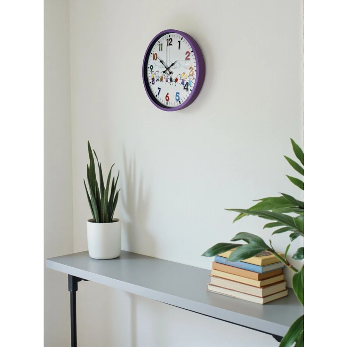 36 Cm Mor Çocuk Odası Duvar Saati