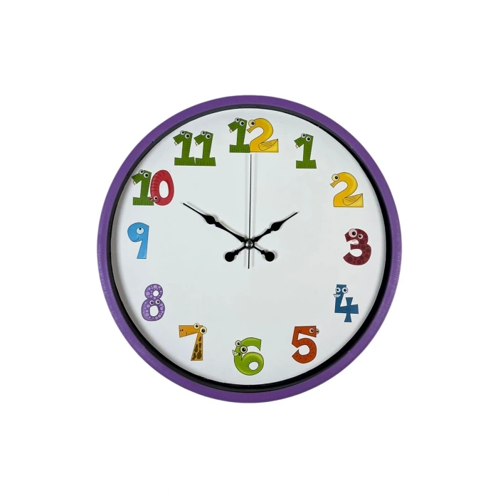 36 Cm Mor Çocuk Odası Duvar Saati