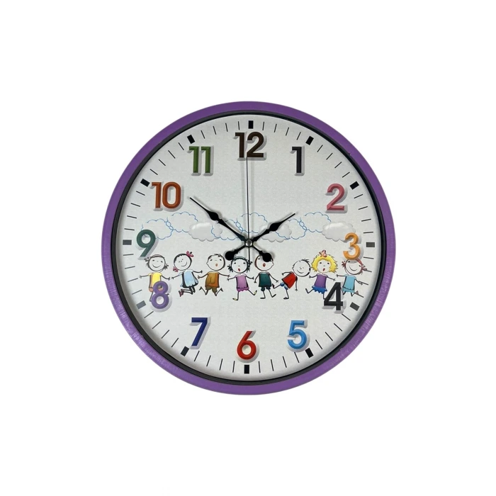 36 Cm Mor Çocuk Odası Duvar Saati