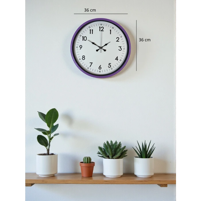36 Cm Mor Dekoratif Duvar Saati