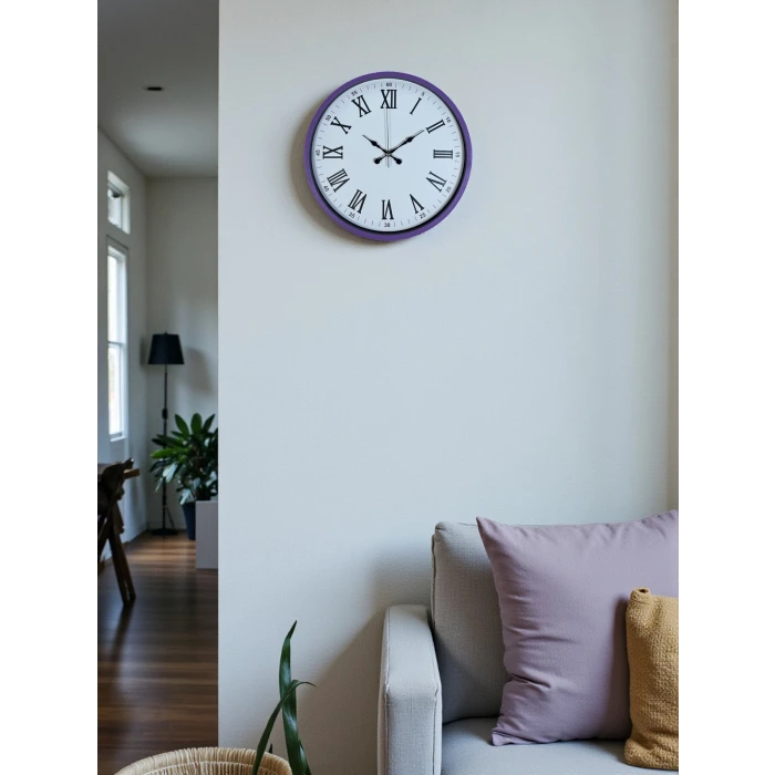 36 Cm Mor Roma Rakamlı Dekoratif Duvar Saati