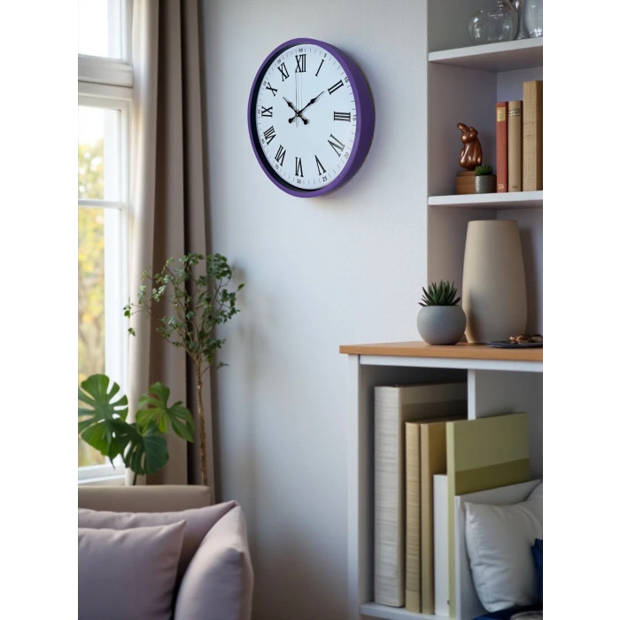 36 Cm Mor Roma Rakamlı Dekoratif Duvar Saati