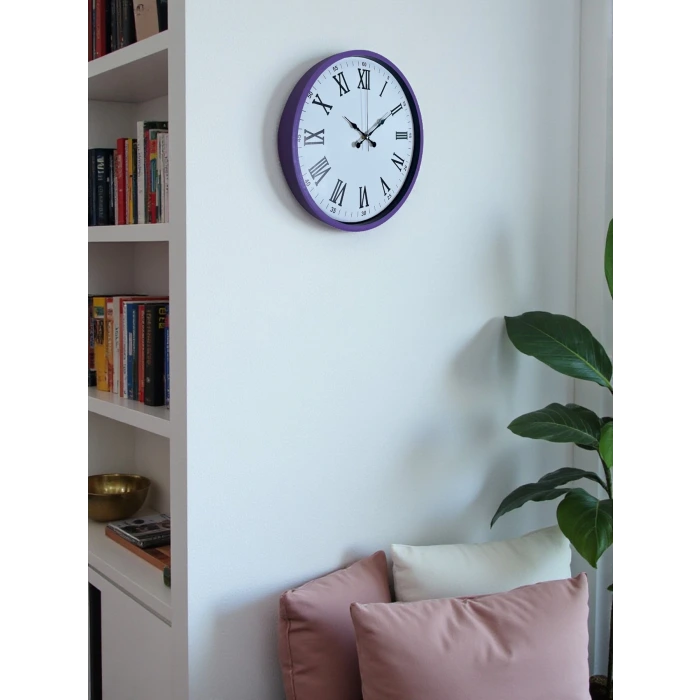 36 Cm Mor Roma Rakamlı Dekoratif Duvar Saati