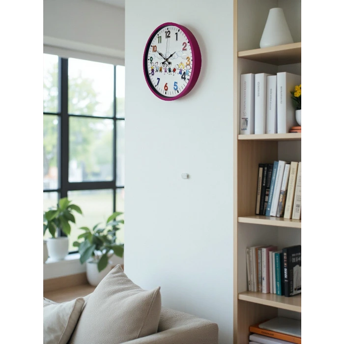 36 Cm Pembe Çocuk Odası Duvar Saati
