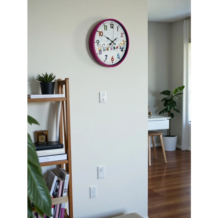 36 Cm Pembe Çocuk Odası Duvar Saati