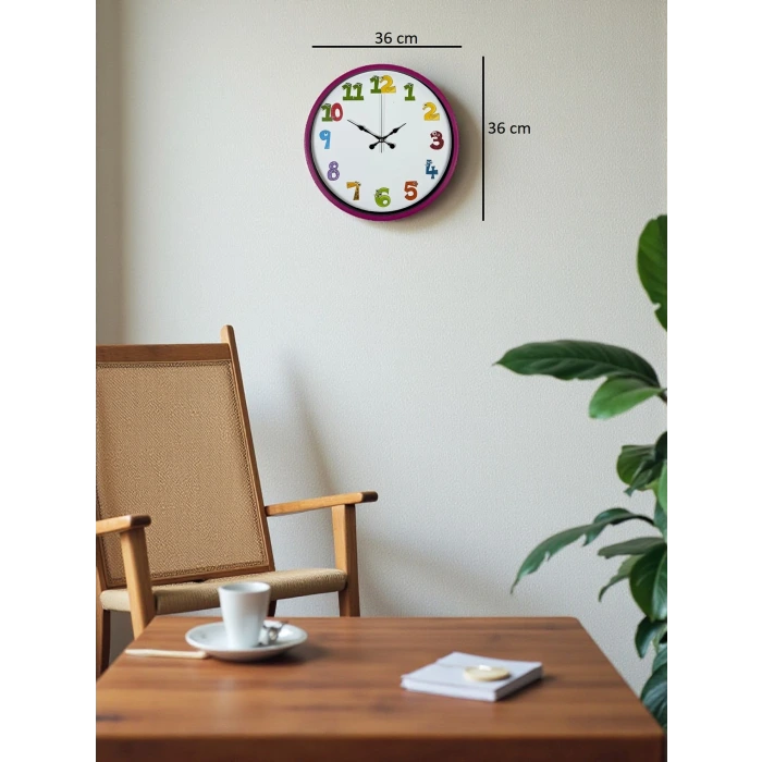36 Cm Pembe Çocuk Odası Duvar Saati