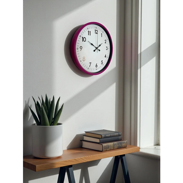 36 Cm Pembe Dekoratif Duvar Saati