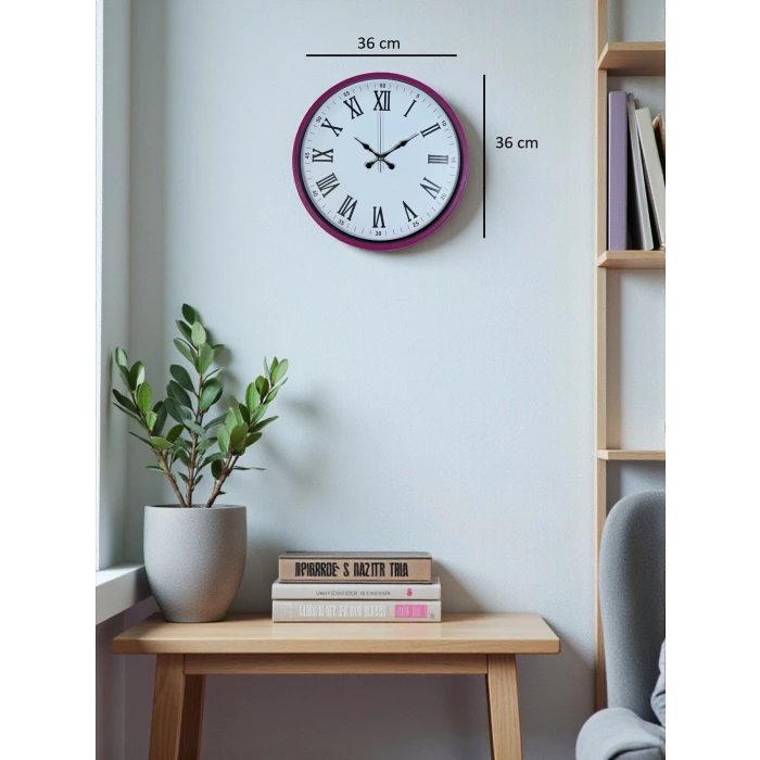 36 Cm Pembe Roma Rakamlı Duvar Saati
