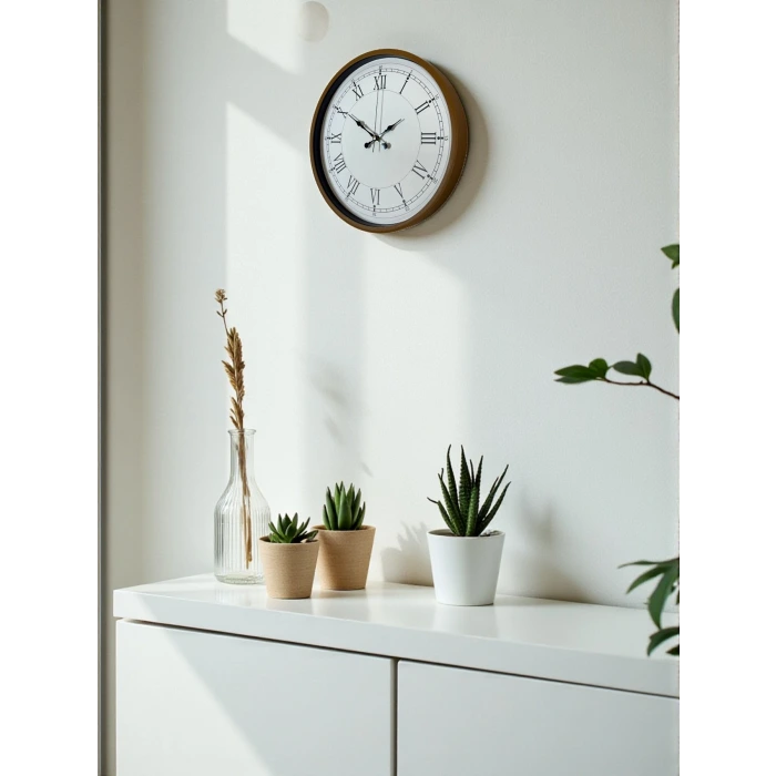 36 Cm Roma Rakamlı Kahverengi Dekoratif Duvar Saati