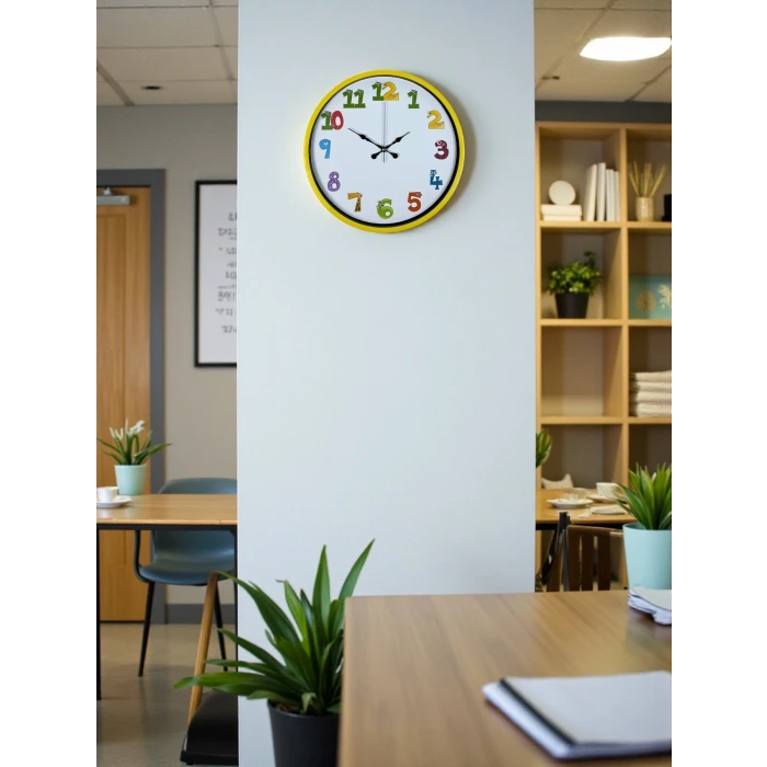 36 Cm Sarı Çocuk Odası Duvar Saati
