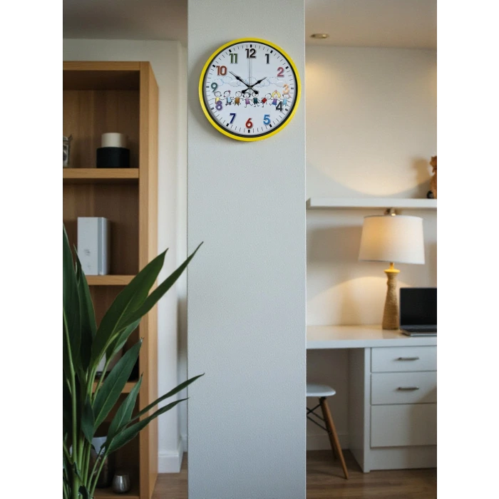 36 Cm Sarı Çocuk Odası Duvar Saati