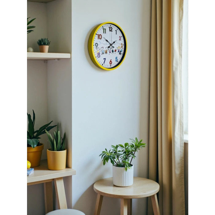 36 Cm Sarı Çocuk Odası Duvar Saati
