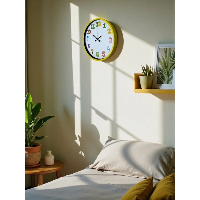 36 Cm Sarı Çocuk Odası Duvar Saati