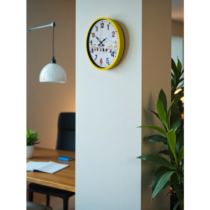 36 Cm Sarı Çocuk Odası Duvar Saati