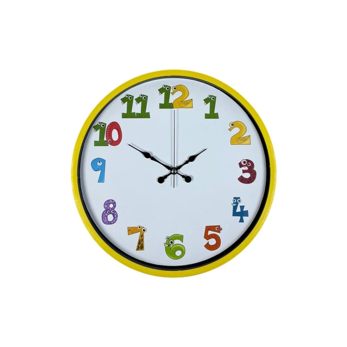 36 Cm Sarı Çocuk Odası Duvar Saati