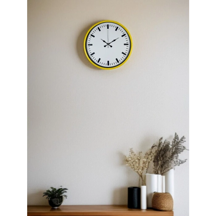 36 Cm Sarı Dekoratif Duvar Saati
