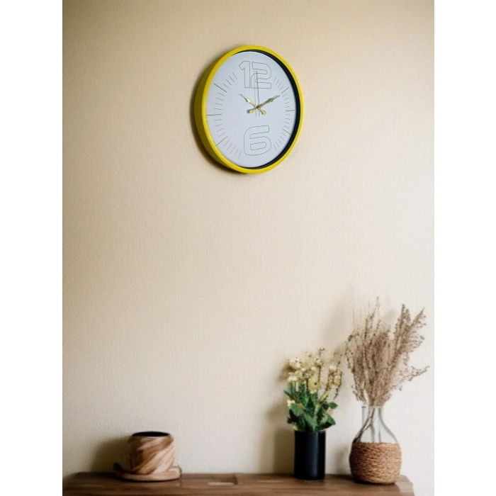 36 Cm Sarı Dekoratif Duvar Saati