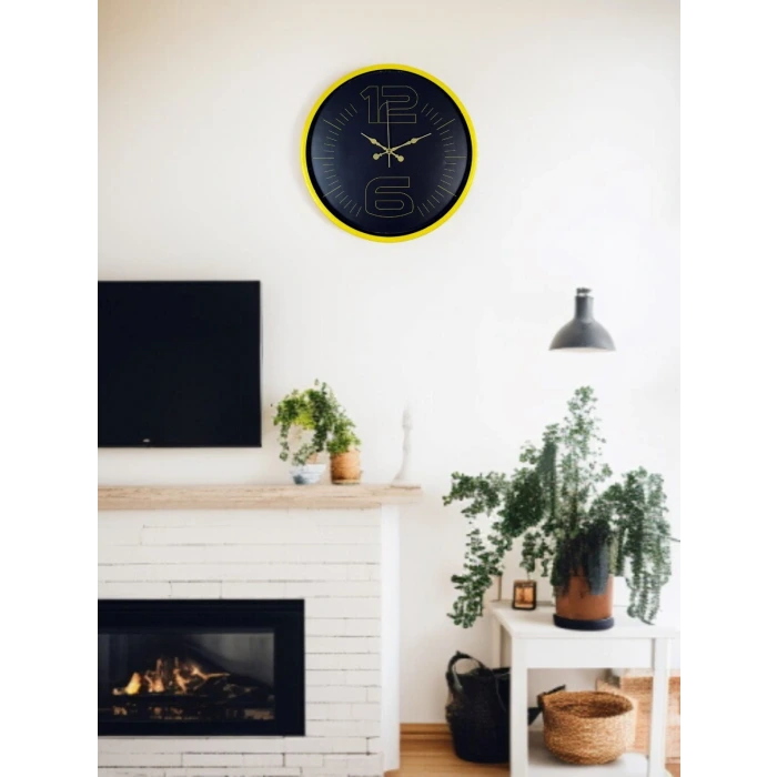 36 Cm Sarı Dekoratif Duvar Saati