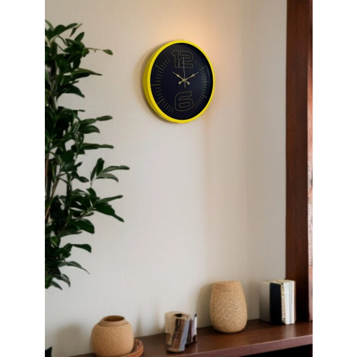 36 Cm Sarı Dekoratif Duvar Saati