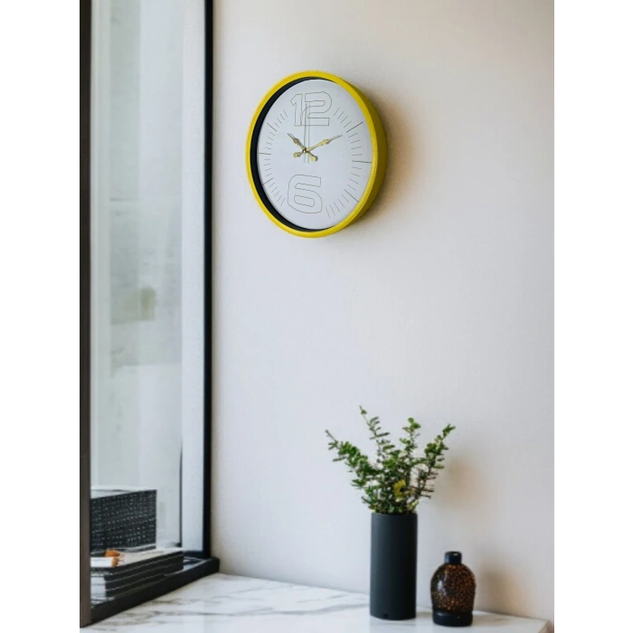 36 Cm Sarı Dekoratif Duvar Saati