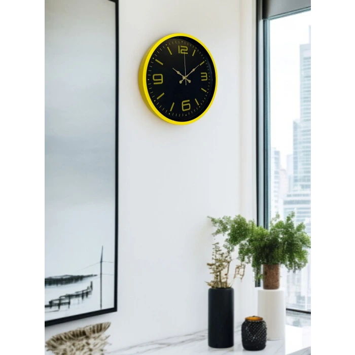 36 Cm Sarı Dekoratif Duvar Saati