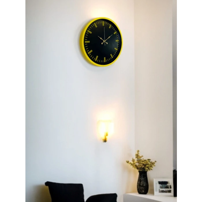 36 Cm Sarı Dekoratif Duvar Saati