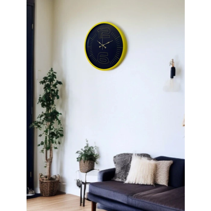 36 Cm Sarı Dekoratif Duvar Saati
