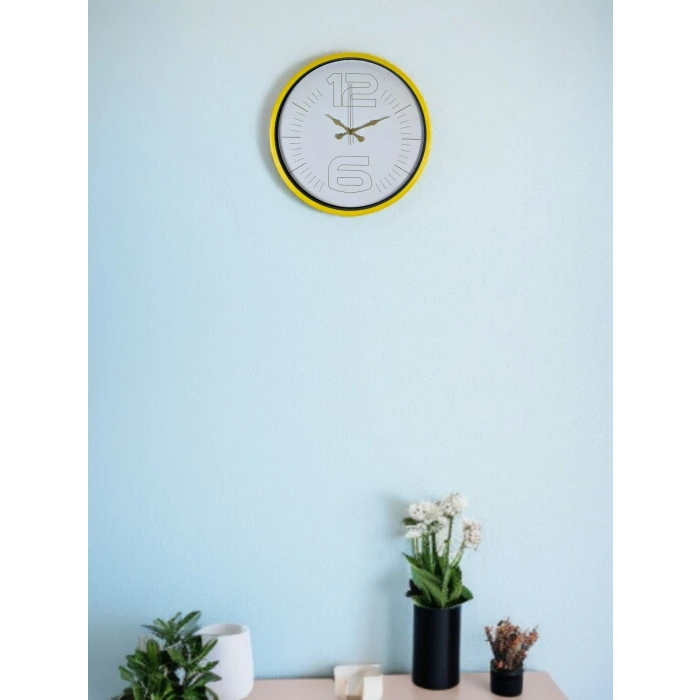 36 Cm Sarı Dekoratif Duvar Saati