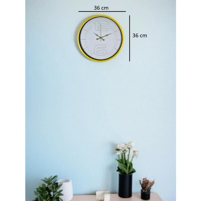 36 Cm Sarı Dekoratif Duvar Saati