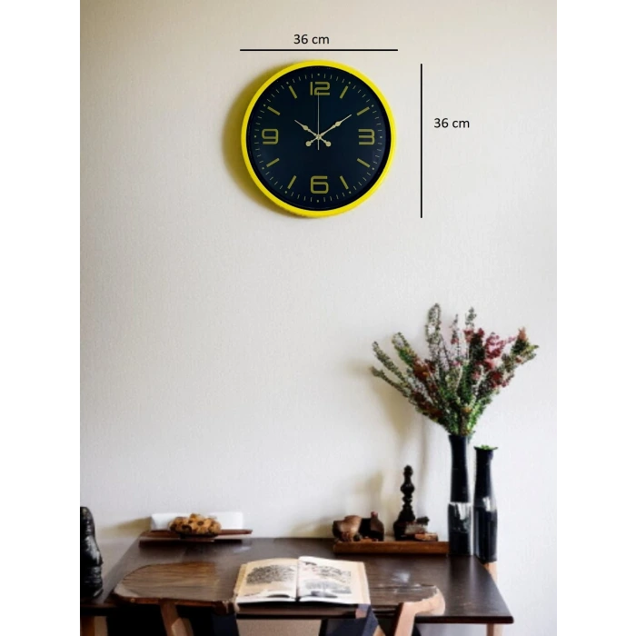 36 Cm Sarı Dekoratif Duvar Saati