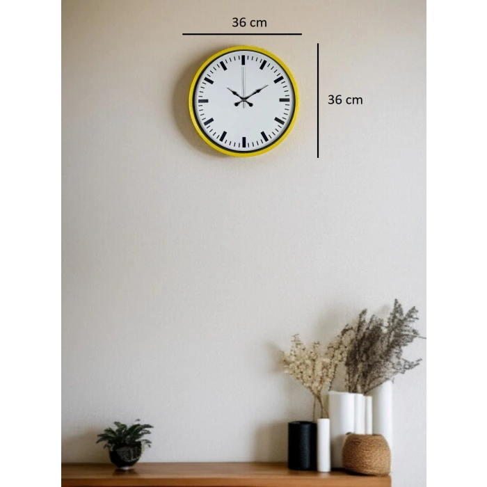 36 Cm Sarı Dekoratif Duvar Saati