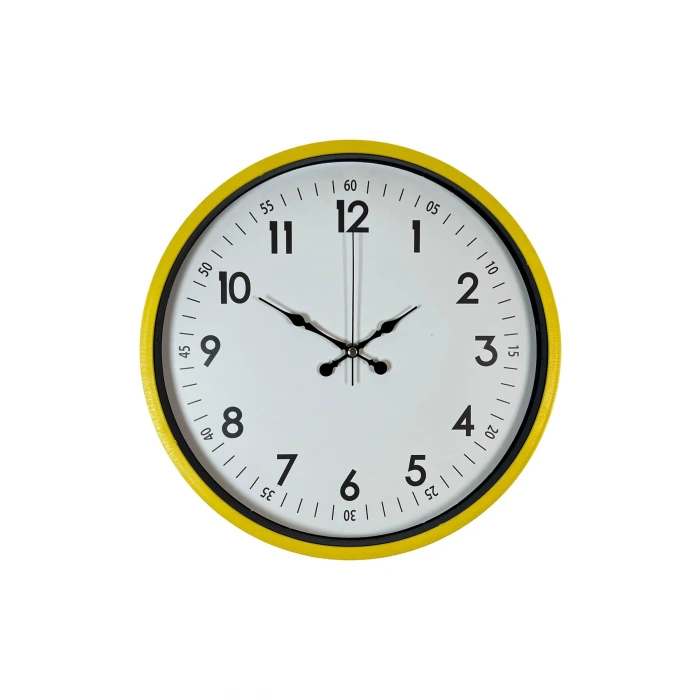 36 Cm Sarı Modern Dekoratif Duvar Saati